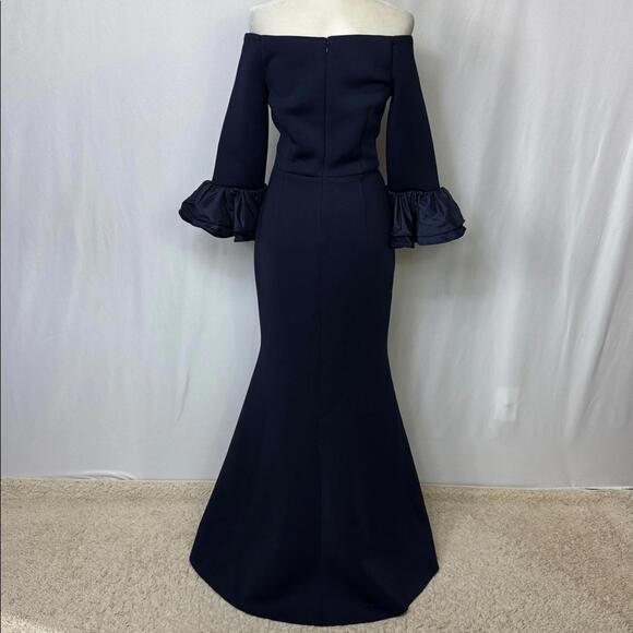 Eliza J Bell Sleeve Mermaid Gown Dress Size 10 Navy Blue 3/4  Sleeve NWOT - Picture 9 of 14